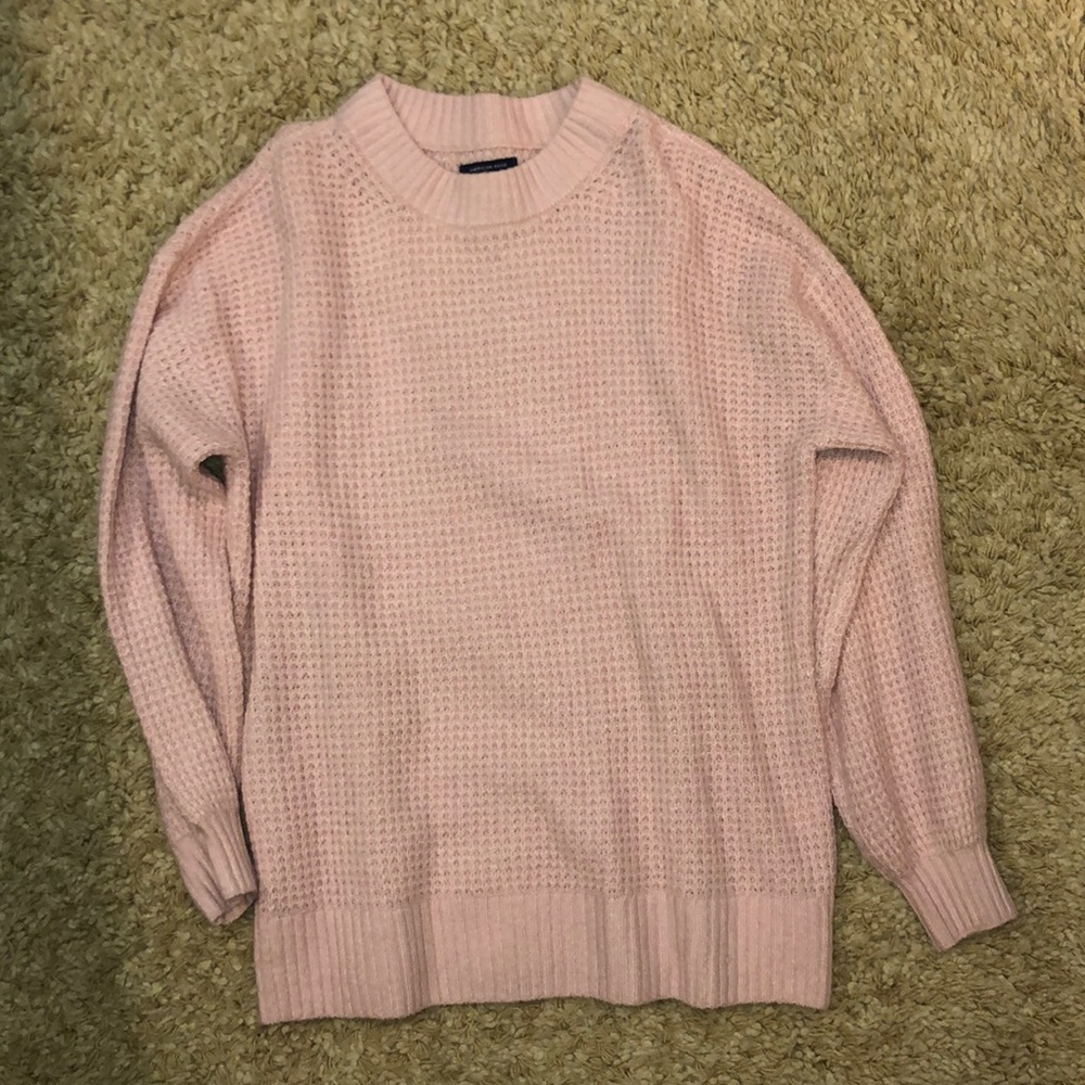 American Eagle Light Pink Waffle Sweater